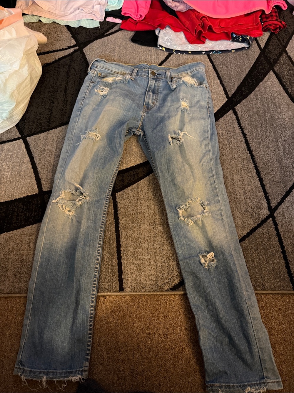 Light Blue Distressed Men’s Jeans - Casual Ripped Denim